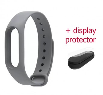 Ремінець для браслета Xiaomi Mi Band 2 Grey + display protector